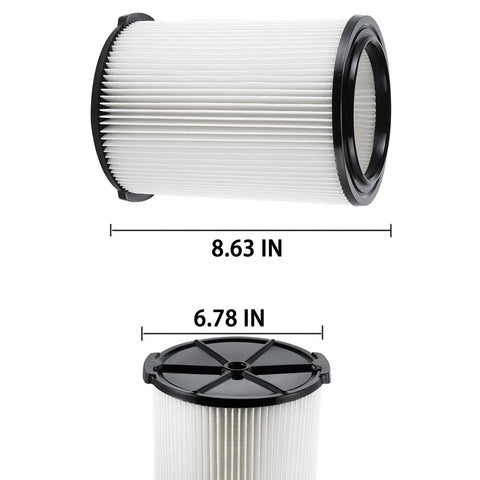 Pro Grade Vacuum Filter Replacement For Wet Dry Vacuums 6 To 16 Gallon Models Compatible With WD06000 WD06200 - Dimensions View