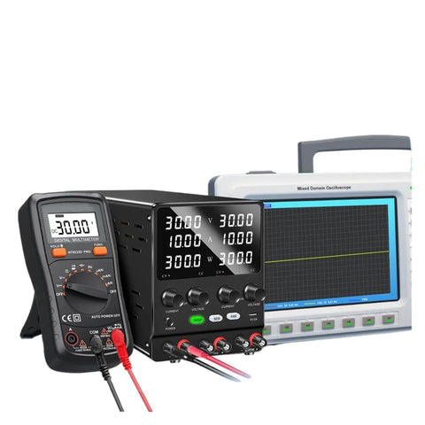 Dual Channel Variable Power Supply 30V10A Lab Bench Power Supply with multimeter and oscilloscope for PCB repair and prototyping