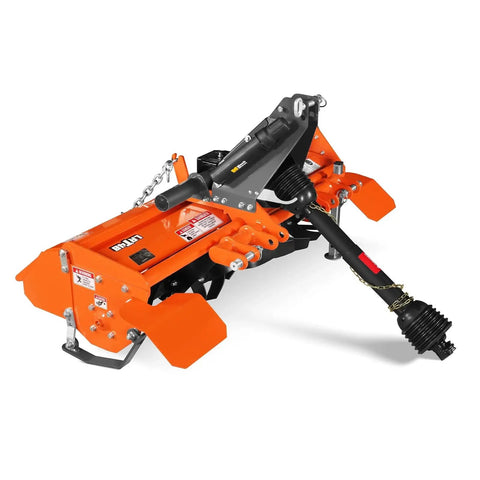 48 Inch Tractor Rotary Tiller Attachment For 3 Point Cat 1 Hitch Chain Drive PTO Shaft Included With Shear Bolt 15 To 35 HP Manual Offset Up To 4 Inches LRT48 tool