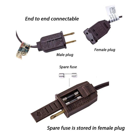 Connectors and fuse for Outdoor String Lights 20Ft With 22 Edison Bulbs E17 Base Vintage Warm White, connectable up to four strings.