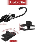 Five Pack 12 Inch Bungee Cords With Hooks And Tarp Clips, elastic strap and clip dimensions shown, made for safe transport and storage.