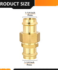 No Sweat Copper Press Union Coupling Heavy Duty Lead Free Brass Plumbing Fitting 1-1/4 inch size for plumbing jobs.