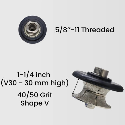 One And A Quarter Inch Full Bullnose Diamond Profile Wheel For Hand Grindin And Polishin Granite Marble And Concrete Shape V