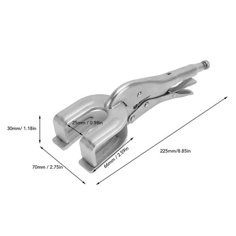 Aumotop Heavy Duty U Shaped Welding Clamp Pliers Made From Premium Steel For Precision Metalworking And Automotive Maintenance Plus Locking Jaws, silver and measuring 225mm in length.