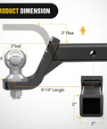 Heavy Duty Trailer Hitch Ball Mount With 2 Inch Ball And 5/8 Inch Hitch Pin Clip For 2 Inch Receiver, 7500 Lb Gross Towing, 750 Lb Tongue Weight, 4 Inch Drop dimensions