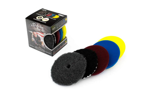 Buff and Shine Reflection Artist 6 Inch Buffing Kit with Five Uro Line Pads including grey wool, microfiber, maroon, blue, yellow