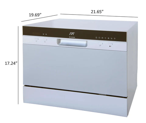 Sleek Compact Countertop Dishwasher With Delay Start And Seven Wash Cycles Portable Kitchen Essential featuring stainless steel interior.