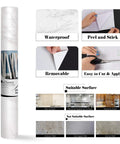 Marble Look Contact Paper 317x36 Inch Grey White Waterproof Matte Vinyl Wallpaper Peel And Stick Self Adhesive Roll features