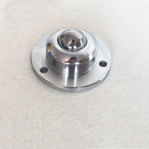 Heavy Duty Universal Ball Bearing Casters With Three Hole Round Flange Swivel Wheels for Furniture and Shop Gear, polished round flange.