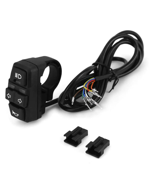Ride Ready All In One 3 In 1 Motorcycle Handlebar Control Switch With Headlight Turn Signal And Horn Mount On 22mm Seven Eighth Inch Handlebars