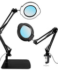 15X Magnifying Glass With Light And Stand For Crafting, Reading, And Repair Tasks, 5 Color Modes And 10 Brightness Levels, 2 In 1 Desk Lamp With Clamp, Hands Free LED Magnifier For Fine Detail Work, showing dual stand and clamp options.
