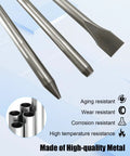 Pneumatic Taper Punch And Air Cold Chisel Three Piece Set, 18 Inch Length, 0.401 Inch Hammer Shank Diameter metal details