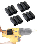 Drill Bit Holder Holster Pack Of 4 attached to a yellow drill, holding driver bits with durable CNCSS accessory design