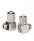 Heavy Duty Brass Pneumatic Quick Connectors Fit M3 To M6 Threads And 3mm 6mm Air Tubing with durable knurled knobs.