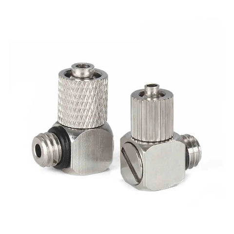 Heavy Duty Brass Pneumatic Quick Connectors Fit M3 To M6 Threads And 3mm 6mm Air Tubing with durable knurled knobs.