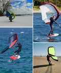 Versatile Kitesurfing Wing For Wind Wing Foiling And Surfing With Two Window Design Surge Wing in action on water and land