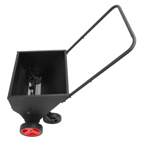 Four Wheel Spreader And Garden Cart For Lawn Fertilizer Grass Seed And Compost Topdresser Push Cart With Handle and Wide Wheelbase
