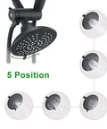 Black Shower Faucet Set With Tub Spout And Handheld Showerhead Built For High Pressure With 5 Position Spray Settings