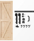 Rock Solid Spruce Sliding Barn Door 32 By 84 Inches With Heavy Duty Track Hardware and Modern Catch parts with spruce panel.