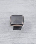 Oil Rubbed Bronze Square Cabinet Knob 1-1/4 Inch Diameter With Highlights, Traditional Style Hardware For Cabinets