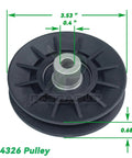 2 Pack Heavy Duty Idler Pulleys And Belt Replacement Kit 532194326 532194327 532130969, black pulley with dimensions.