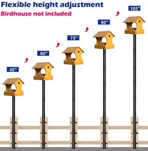 105 Inch Heavy Duty Bird Feeder Pole Kit For Deck Fence And Patio Railing Adjustable Universal Mounting Post For Outdoors