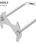 Close-up of 7 In 1 Faucet Wrench Multi Tool Set with interchangeable heads, carbon steel for standard faucets and hose connectors.