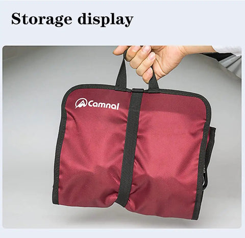 Person holding a red Climbing Quickdraw Hanging Storage Bag With Carabiner Hook Organizer, Lightweight 420D Waterproof