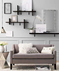 Heavy Duty Black Steel L Shelf Brackets Set 8 Pieces 5x3 Inch Decorative Angle Braces for Wall Shelves in living room