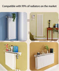 Super Heavy No Drill Radiator Shelf Bracket Wall Mount Support for Home Office Top Notch Aluminum Build with plants and decor.