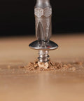 Close-up of 100 Pack 10 Gauge 1 Inch Truss Head Self Tapping Wood Screws Featuring Phillips Drive Made From Solid 304 Stainless Steel.