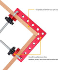 Right Angle Corner Clamps Set, 4 Pack 5.5 x 5.5 Inches Aluminum Alloy, CNC Precision Cut, Anodized Red Finish, 90 Degree Woodworking Clamps For Picture Frames, Cabinets, And Drawers, Includes Metric And Imperial Measurements
