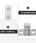 Heavy Duty Stainless Steel Shower Door Pivot Hinges With Smart Dual Hole Design For No Sweat Glass Door Swap and Top Shelf Bathroom Hardware Makeover, showcasing stainless steel finish and easy install features.