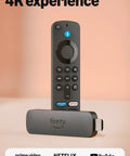 Next Level 4K Streaming Stick Delivering Blazing Wifi 6 Speeds And Rock Solid Alexa Voice Controls in a sleek design with remote.