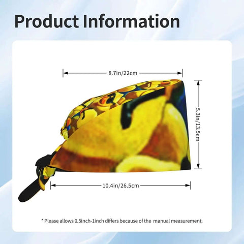 Breathable Work Cap With Upgraded Protection For Hair, Keeps Frizz At Bay, Super Lightweight Side View With Measurements