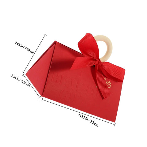 Valentine Day Candy Boxes With Handles Pack Of 20 Portable Paper Wrapping Boxes for Showers and Birthday Parties, red box with bow
