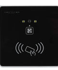 Front view of black 2D QR Access Control Card Reader And Barcode Scanner For Wiegand RS232 RS485 TTL with icon display
