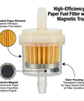 High-efficiency paper fuel filter with magnetic trap for Three Sixteenths Inch Fuel Line Gas Filter Kit, transparent design
