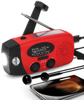 Red Emergency Weather Radio With AM FM NOAA Reception Hand Crank Power LED Flashlight Portable Camping And Emergency Prep Radio