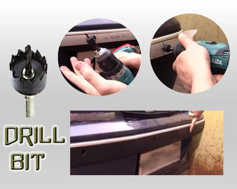 Installation of Four Sensor Car Reverse Parking Radar System with drill on rear bumper