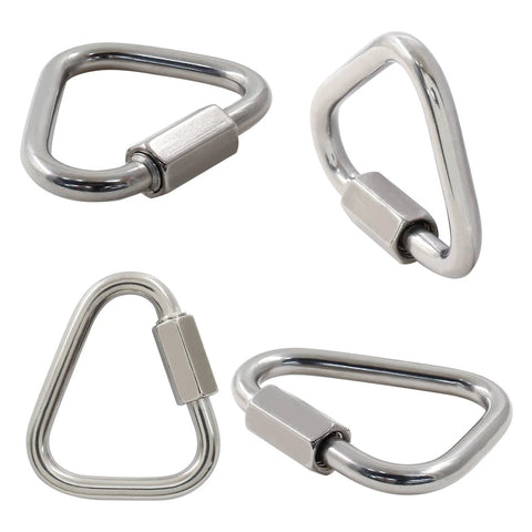 M5 Delta Quick Links Triangle 3 16 Inch 4 Pcs 316 Stainless Steel Triangle Locking Quick Connectors, corrosion-resistant chain connectors.