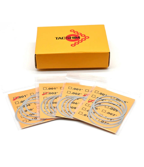 Pro Grade Barrel Nut Shim Kit For 308 Caliber And 6 5 Creedmoor Includes 16 Piece Precision Alignment Set in a box with shims.