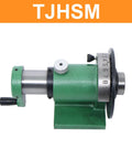 Precision Spin Indexing Fixture With 5C Collet Lathe Mount, green metal construction with adjustable locking handle.