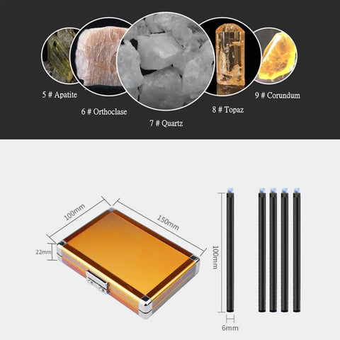 5 Through 9 Mohs Hardness Pen Kit With Storage Box For Quick Scratch Tests Jewelry Glass Jade And Minerals Dope Tool Set With Durable Metal Pen Holder, 5 pens