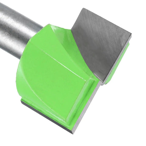 Bottom Cleaning Router Bit With Half Inch Shank Carbide Tipped One And Three Eighths Inch Diameter Depth About Three Quarters Of An Inch For Spoilboard Surfacing And Slab Flattening Pro Grade CNC Woodworking Mortising Bit, green carbide tip.