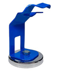 Magnetic MIG Welding Torch Holder with ultra strong base, blue metal clamp for secure storage and quick access, fits most MIG guns.