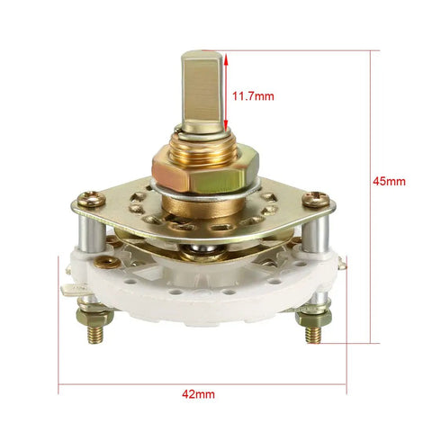 1 Pole 6 Position Band Channel Rotary Switch With Plastic Knob 7 Pins For DIY Electronics Projects showing measurements