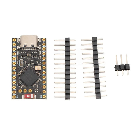 Nice Nano V2 Bluetooth Five Point Oh Charging Management Development Board For Lithium Batteries Dope Low Power Microcontroller Board For Wearables And DIY Projects With ARM Cortex M4F, components shown on white background.