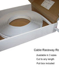Large 1125 Surface Cable Raceway Roll 50ft White With Adhesive Backing Paintable PVC channel boxed in packaging