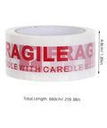 Fragile Warning Packing Tape Set With 5 Rolls, Heavy Duty Shipping Tape featuring high visibility red Fragile lettering, 4.8cm x 660cm.